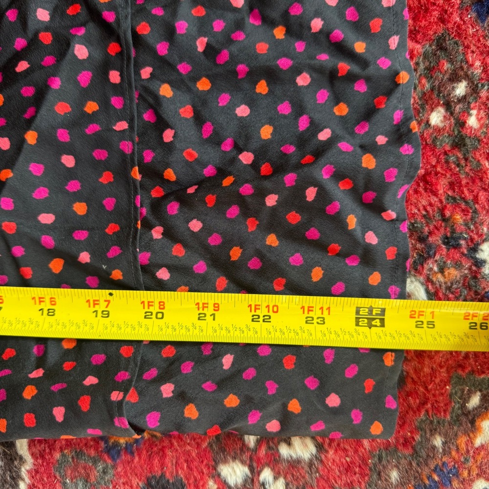 LOFT Blouse Womens Medium Black Pink Orange Halloween Ruffle Dot Sleeveless Top - Picture 7 of 7